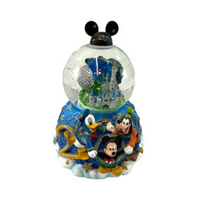 Disney World Snow Globe 2000 Millennium Celebrate Musical Wind Up Vintage